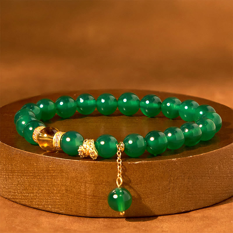 Braccialetto di potenza Buddha Stones Year of the Snake, agata verde e citrino