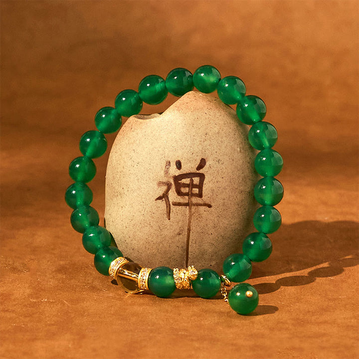 Braccialetto di potenza Buddha Stones Year of the Snake, agata verde e citrino