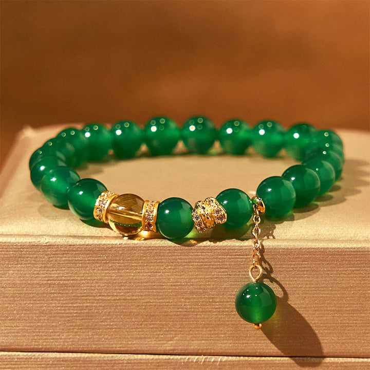 Braccialetto di potenza Buddha Stones Year of the Snake, agata verde e citrino
