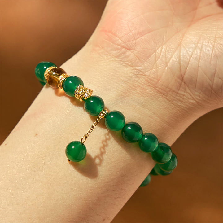 Braccialetto di potenza Buddha Stones Year of the Snake, agata verde e citrino