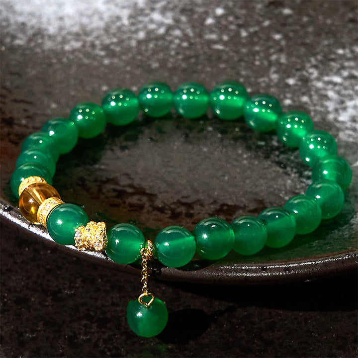 Braccialetto di potenza Buddha Stones Year of the Snake, agata verde e citrino