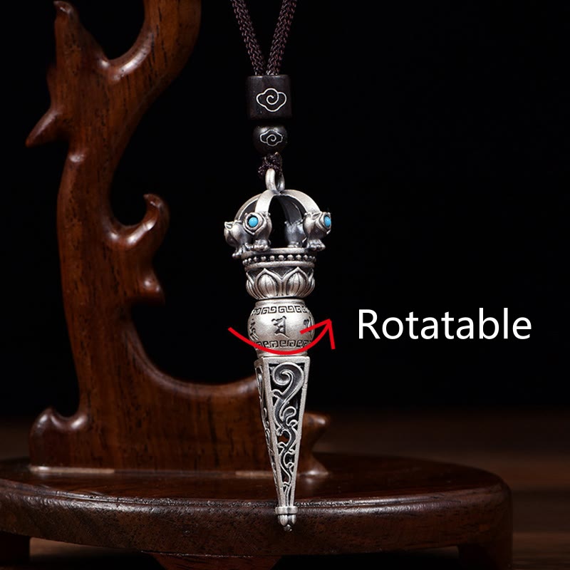 Ciondolo con collana girevole Buddha Stones tibetano Om Mani Padme Hum Dorje Vajra Design Wisdom - image 4