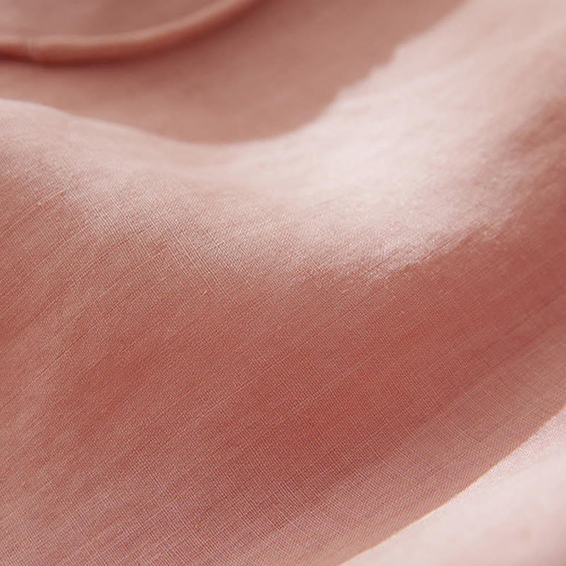 Camicia casual da donna in cotone e lino con maniche a tre quarti e ricamo di piante, motivo Buddha Stones - image 5