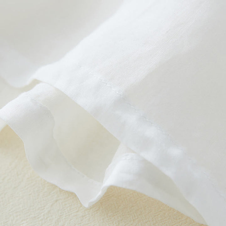 Camicia casual da donna in cotone e lino con maniche a tre quarti e ricamo di piante, motivo Buddha Stones - image 12