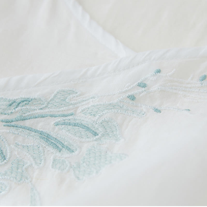 Camicia casual da donna in cotone e lino con maniche a tre quarti e ricamo di piante, motivo Buddha Stones - image 11