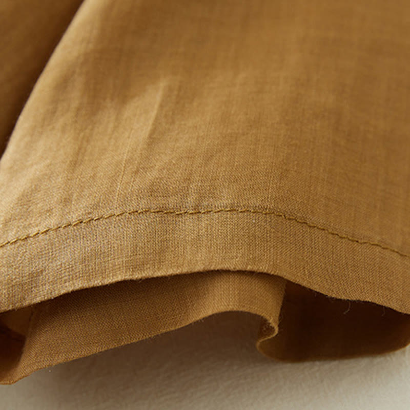 Camicia casual da donna in cotone e lino con maniche a tre quarti e ricamo di piante, motivo Buddha Stones - image 18