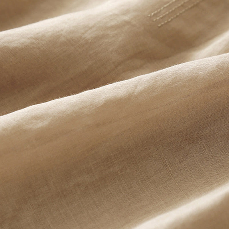 Camicia casual da donna in cotone e lino con scollo a V e fiori ricamati, manica corta, modello Buddha Stones - image 20