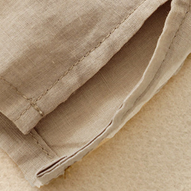 Camicia casual da donna in cotone e lino con scollo a V e fiori ricamati, manica corta, modello Buddha Stones - image 18