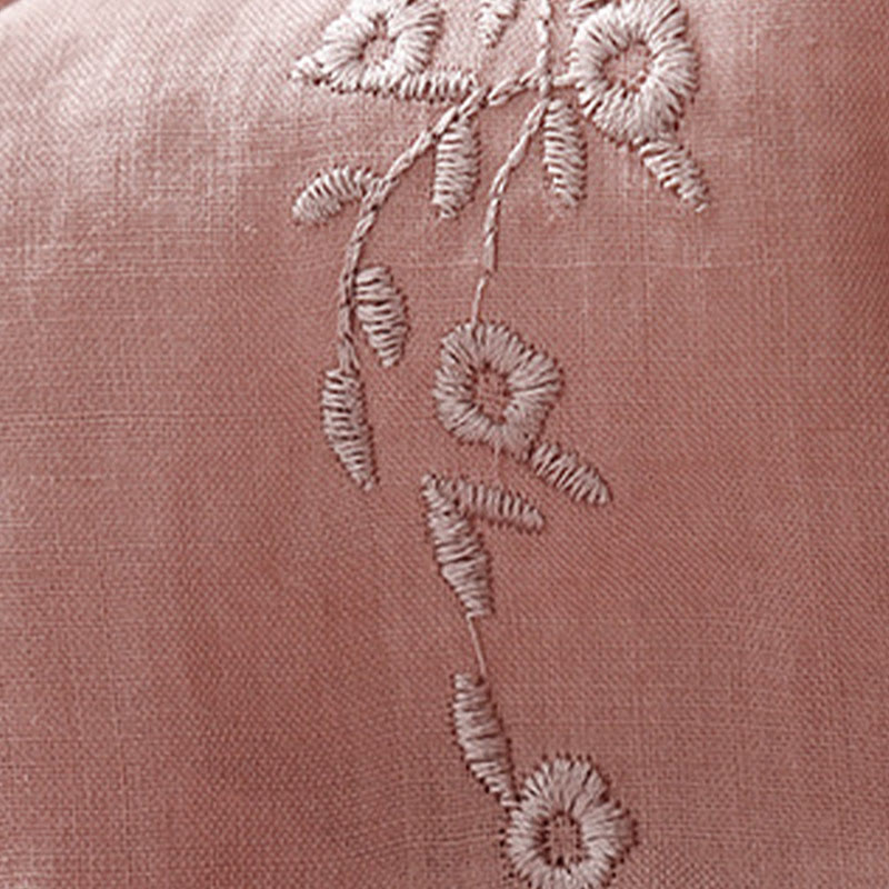 Camicia casual da donna in cotone e lino con scollo a V e fiori ricamati, manica corta, modello Buddha Stones