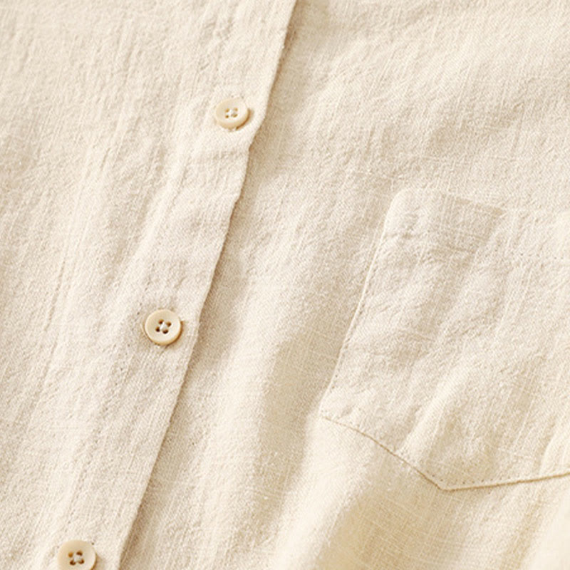 Camicia casual da donna in cotone e lino con colletto alto e maniche lunghe, modello Buddha Stones - image 8