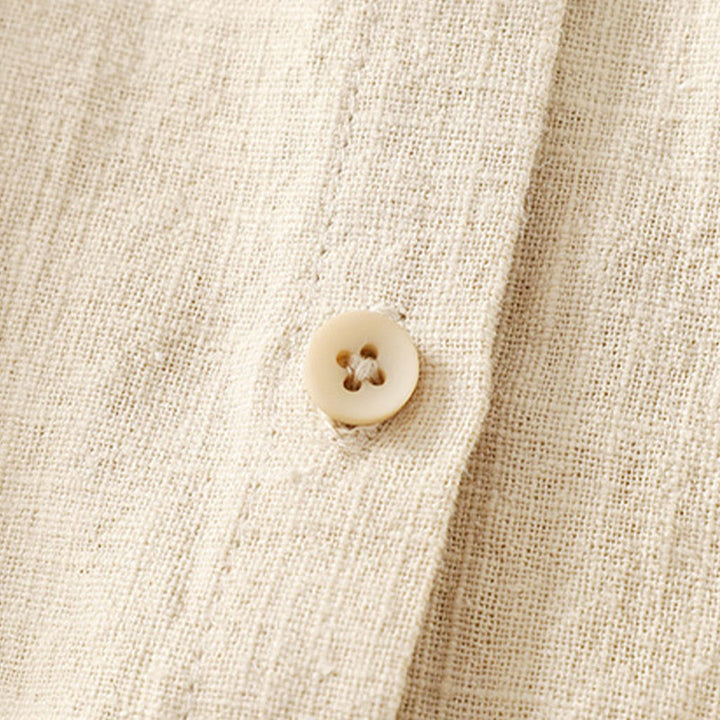 Camicia casual da donna in cotone e lino con colletto alto e maniche lunghe, modello Buddha Stones - image 9