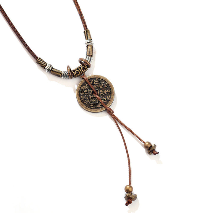 Buddha Stones Montagna Fantasmi Spendere Soldi Bagua Lega Rame Moneta Armonia Collana Pendente