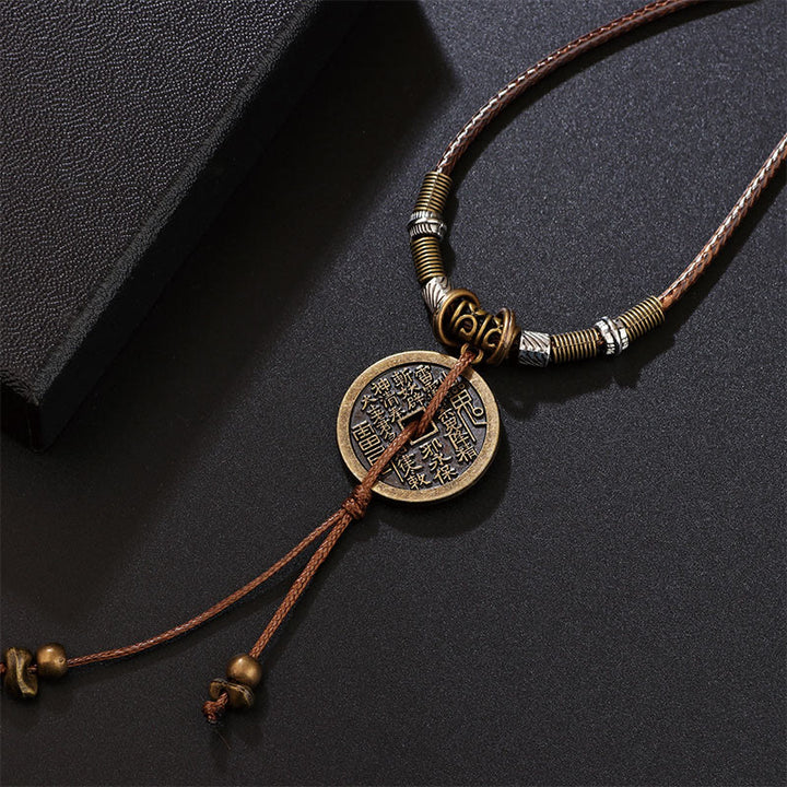 Buddha Stones Montagna Fantasmi Spendere Soldi Bagua Lega Rame Moneta Armonia Collana Pendente