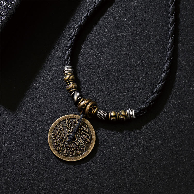 Buddha Stones Montagna Fantasmi Spendere Soldi Bagua Lega Rame Moneta Armonia Collana Pendente
