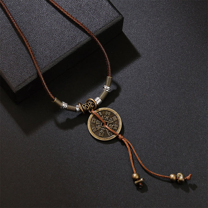 Buddha Stones Montagna Fantasmi Spendere Soldi Bagua Lega Rame Moneta Armonia Collana Pendente