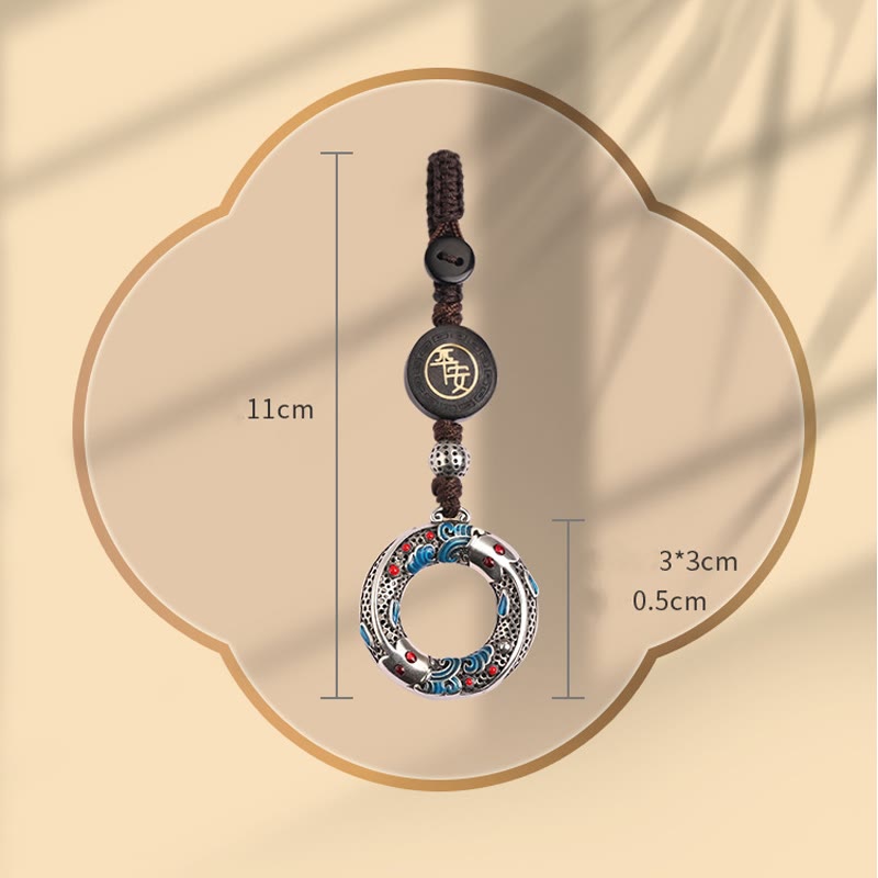 Portachiavi con fibbia della pace, con Buddha Stones e pesce Koi, sicuro e portafortuna