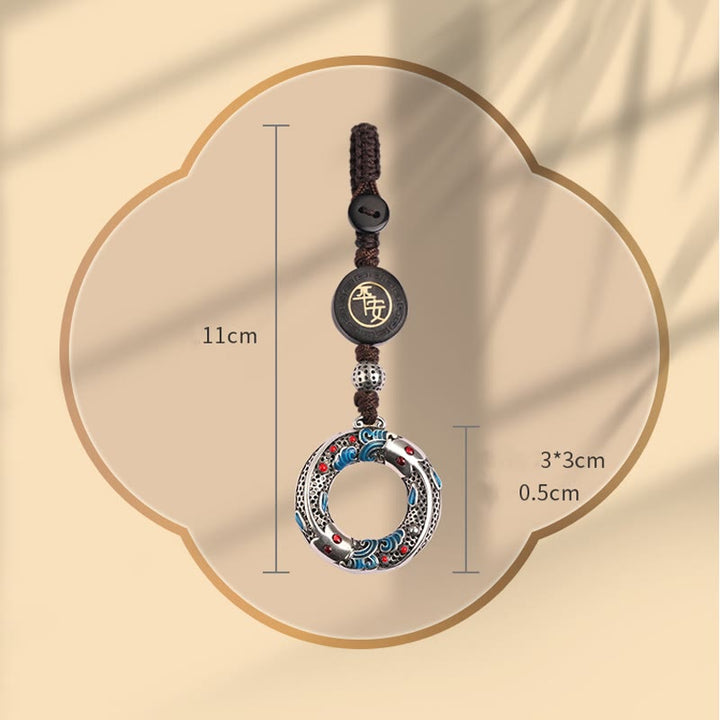 Portachiavi con fibbia della pace, con Buddha Stones e pesce Koi, sicuro e portafortuna