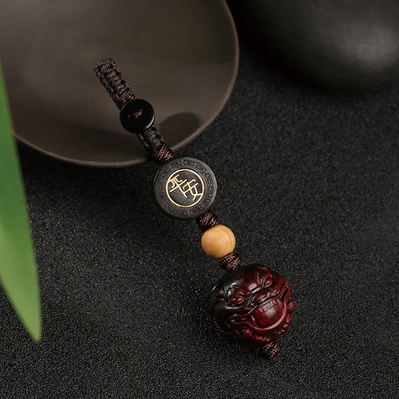 Buddha Stones Piccola foglia di sandalo rosso PiXiu Portachiavi di protezione sicuro e sano