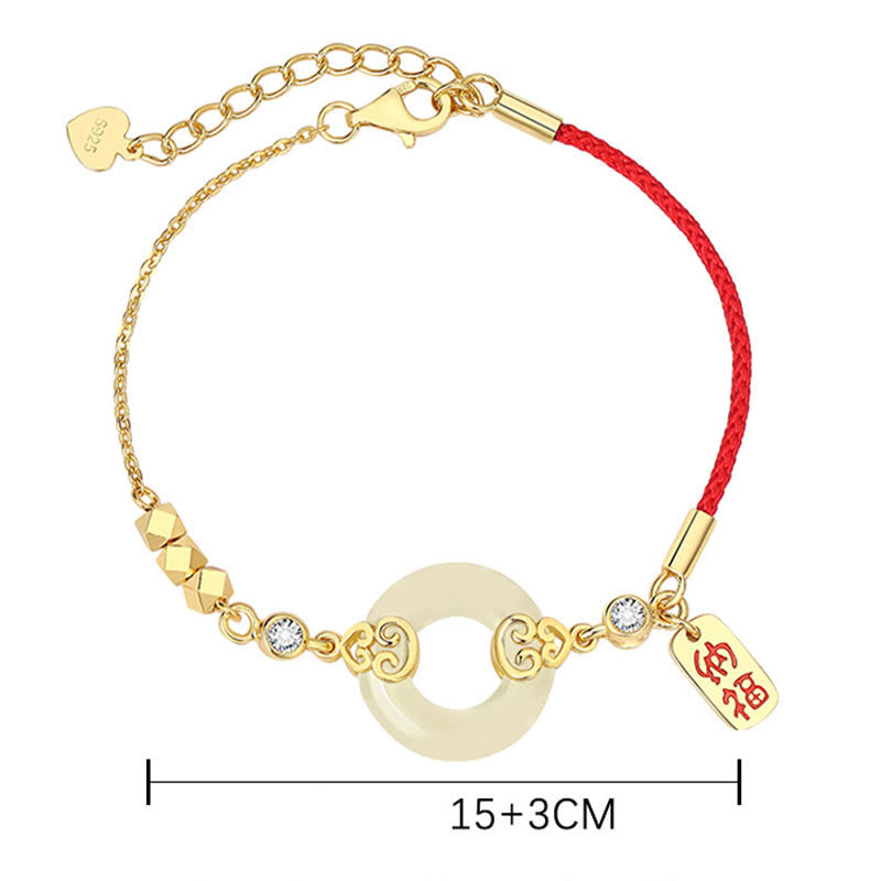 Buddha Stones 925 Sterling Silver Hetian naturale giada zucca fibbia della pace zircone fortuna braccialetto collana ciondolo orecchini - image 5