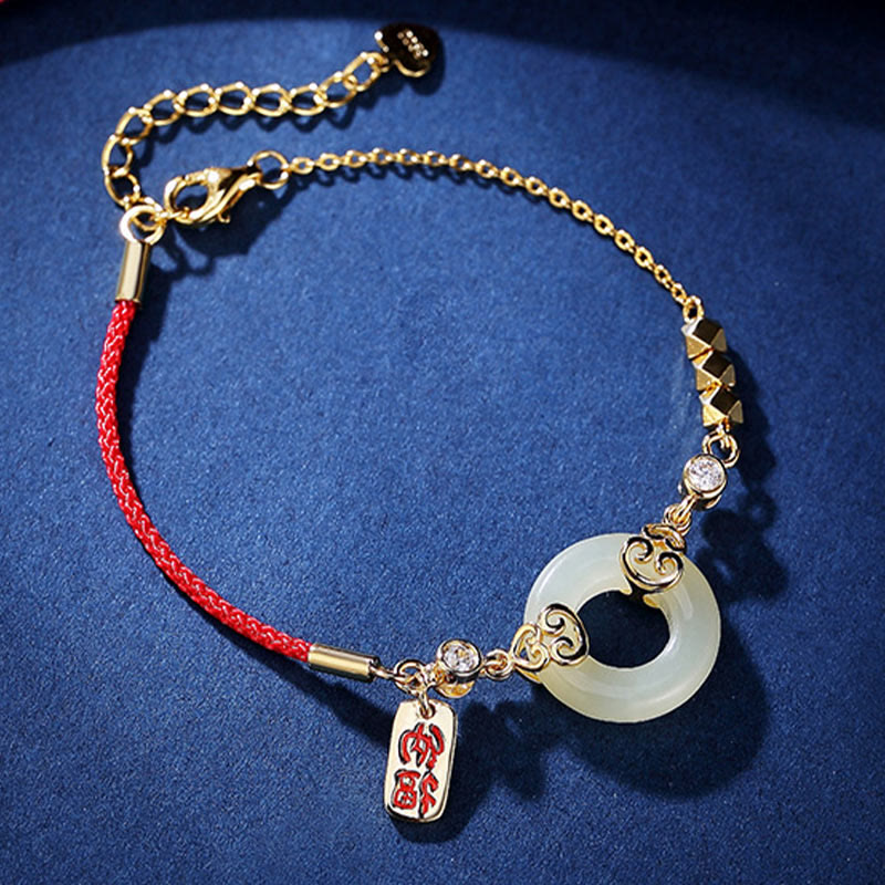 Buddha Stones 925 Sterling Silver Hetian naturale giada zucca fibbia della pace zircone fortuna braccialetto collana ciondolo orecchini - image 1