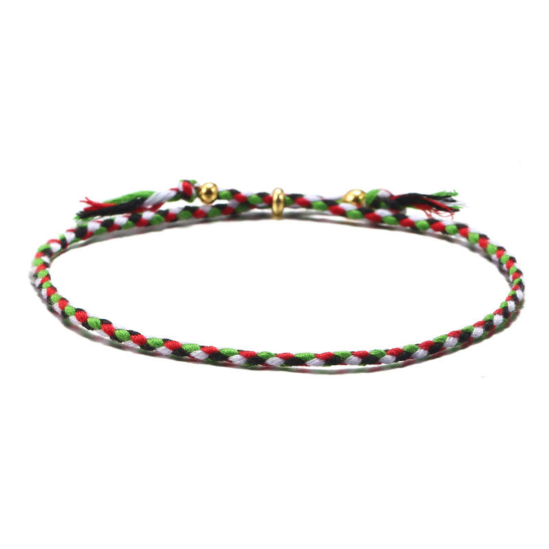 Braccialetto dell'armonia regolabile con nappa intrecciata in corda colorata fatta a mano di Buddha Stones