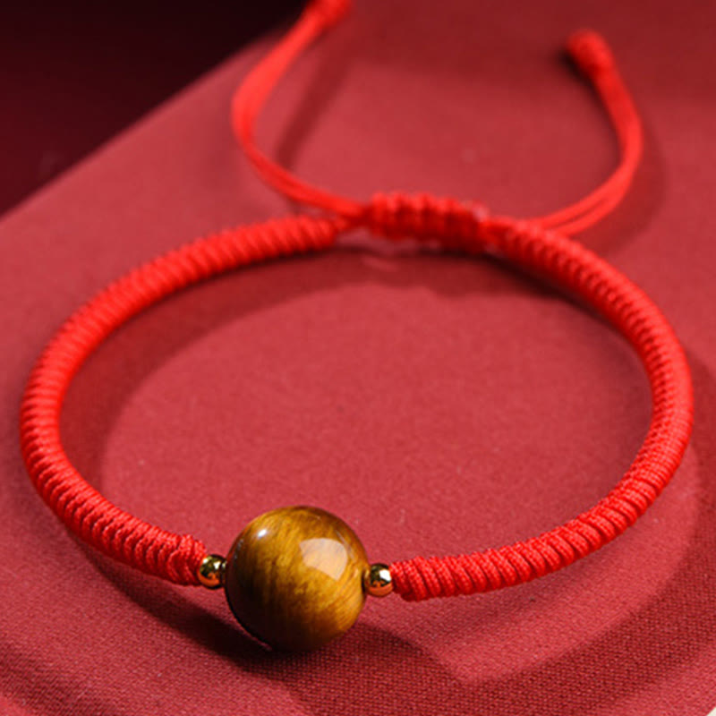 Braccialetto di corda di protezione della fortuna con perline di occhio di tigre fatto a mano Buddha Stones