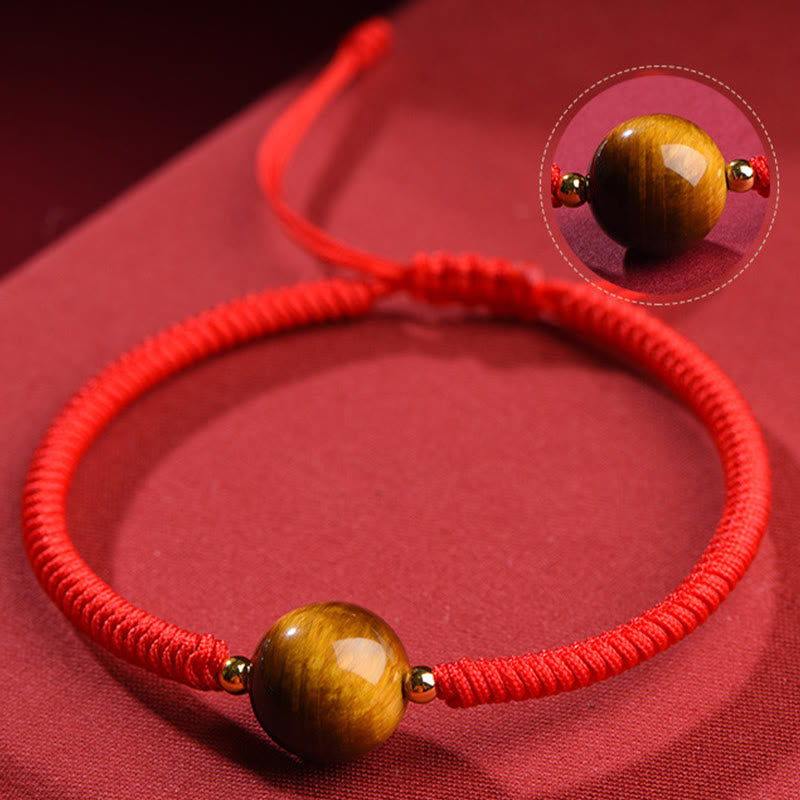 Braccialetto di corda di protezione della fortuna con perline di occhio di tigre fatto a mano Buddha Stones