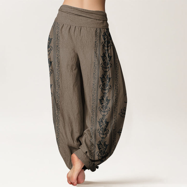 Pantaloni harem da donna con elastico in vita, motivo Buddha Stones Cotton Lotus Flowers Double Dorje Vajra Namaste Om - image 8