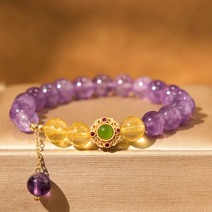 Braccialetto di meditazione Buddha Stones Natural Ametista