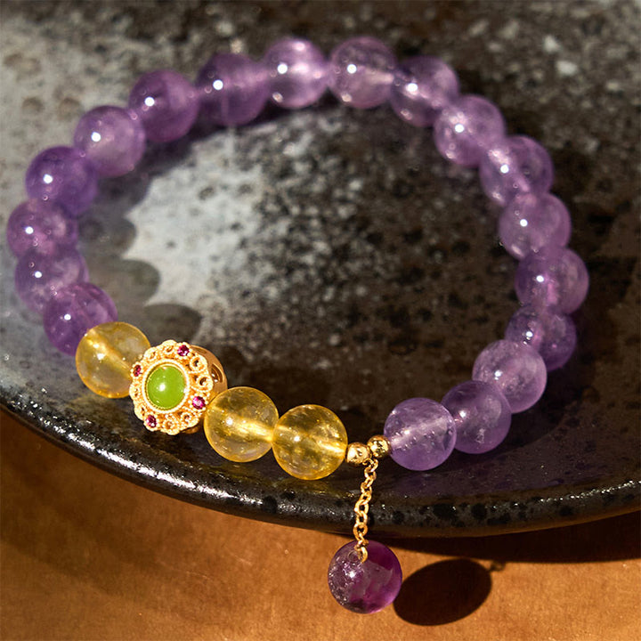 Braccialetto di meditazione Buddha Stones Natural Ametista