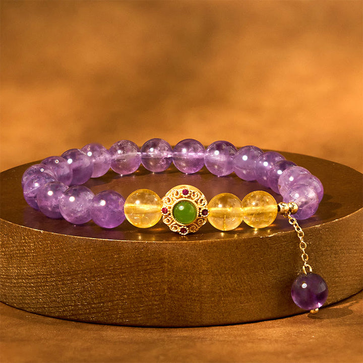 Braccialetto di meditazione Buddha Stones Natural Ametista