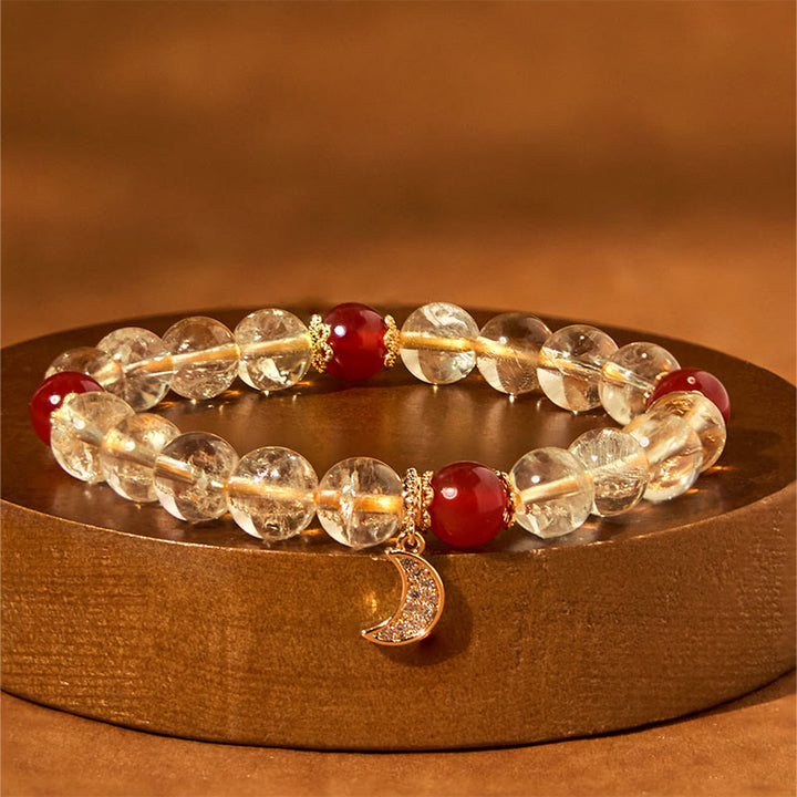 Bracciale Buddha Stones Citrino Agata Rossa Luna Prosperità