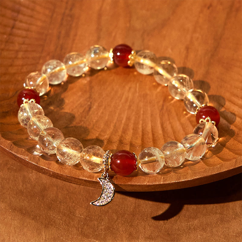 Bracciale Buddha Stones Citrino Agata Rossa Luna Prosperità