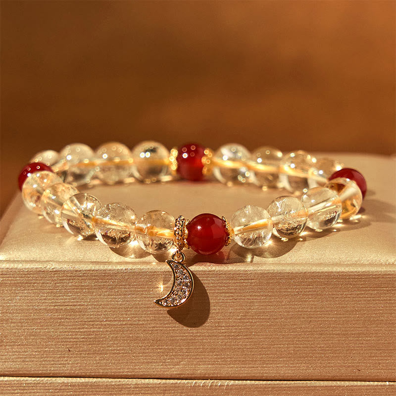 Bracciale Buddha Stones Citrino Agata Rossa Luna Prosperità