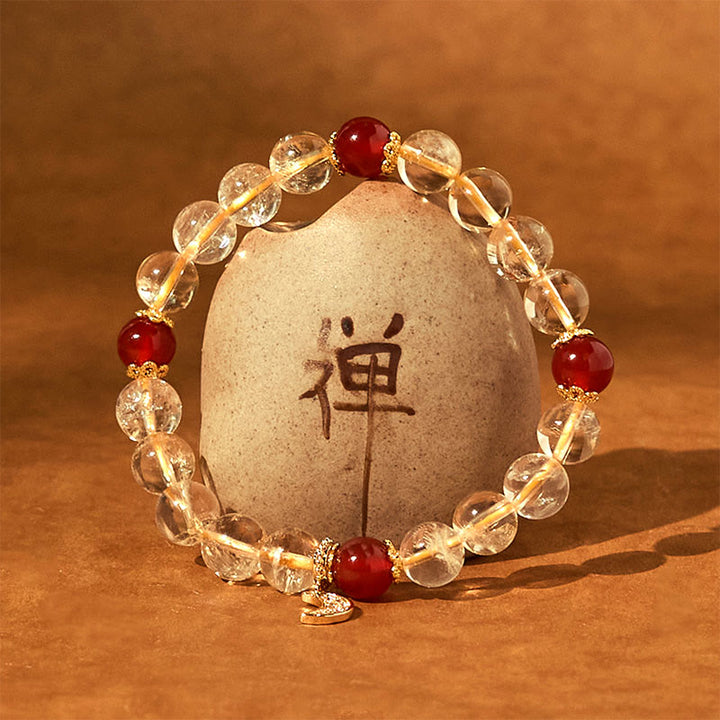 Bracciale Buddha Stones Citrino Agata Rossa Luna Prosperità