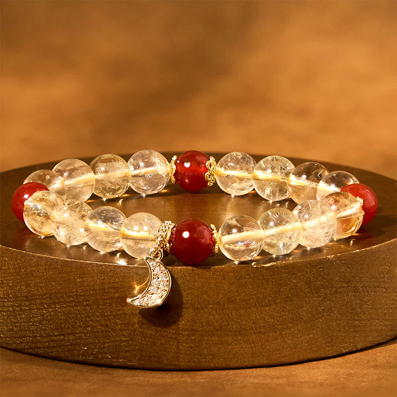 Bracciale Buddha Stones Citrino Agata Rossa Luna Prosperità
