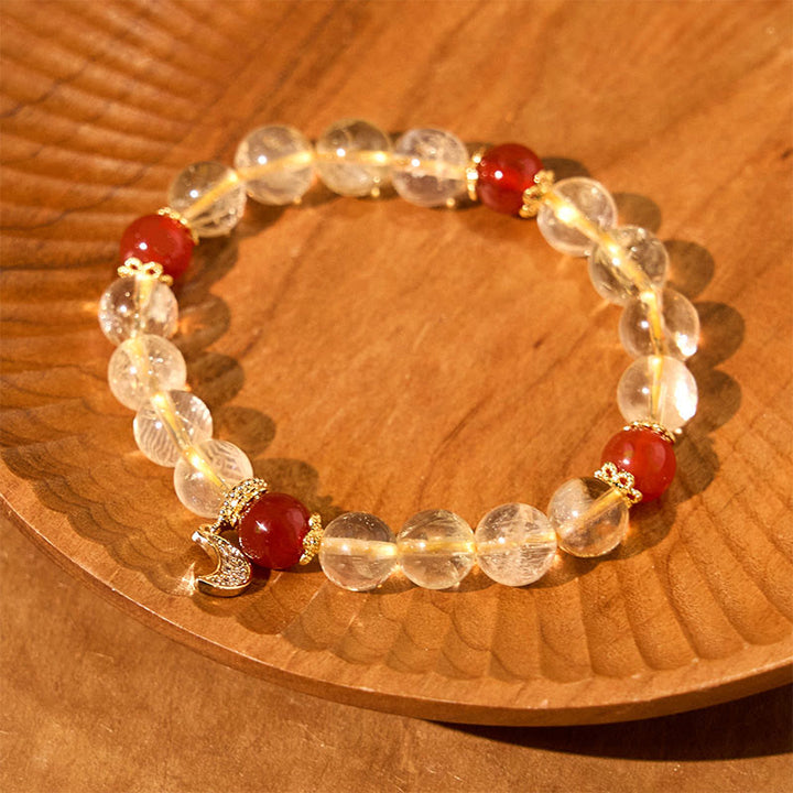 Bracciale Buddha Stones Citrino Agata Rossa Luna Prosperità