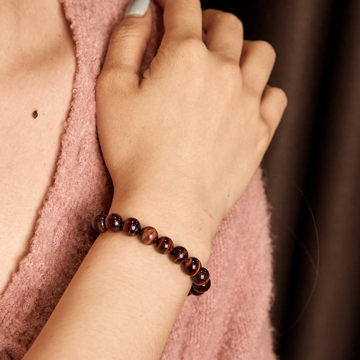 Buddha Stones Bracciale con perle curative in occhio di tigre naturale - image 2