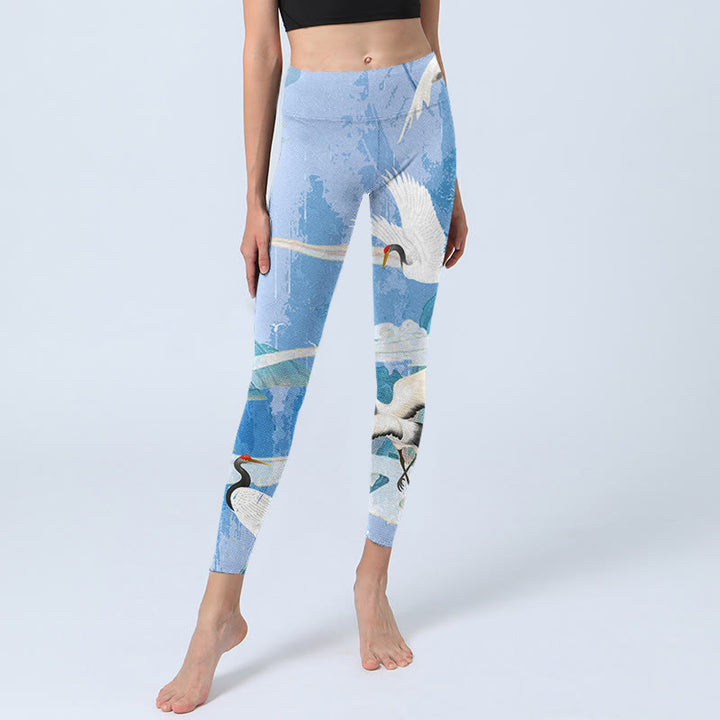 Leggings da palestra con stampa a motivo di Buddha Stones Mountain, nuvola di buon auspicio, pantaloni da yoga da donna