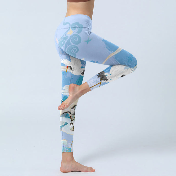 Leggings da palestra con stampa a motivo di Buddha Stones Mountain, nuvola di buon auspicio, pantaloni da yoga da donna