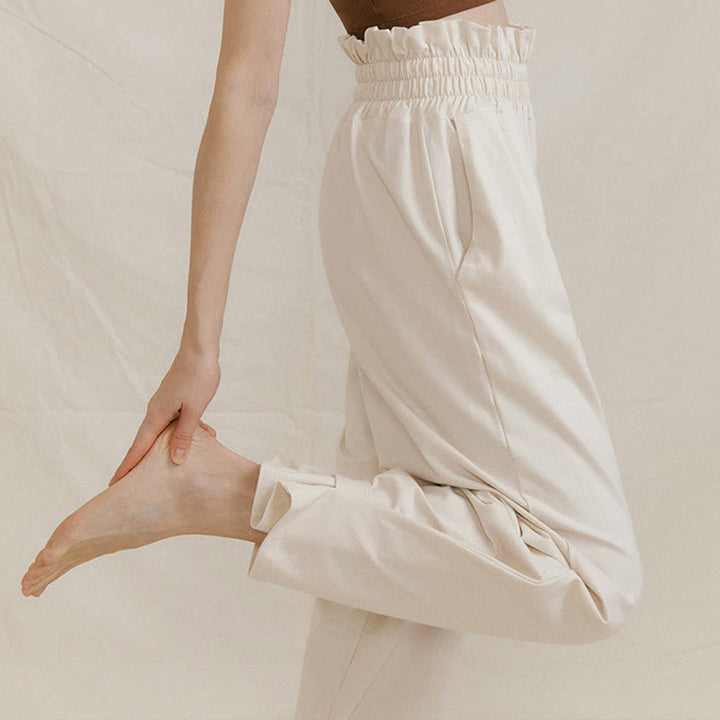 Pantaloni larghi casuali in spandex con fibbia Buddha Stones da donna con tasche - image 18