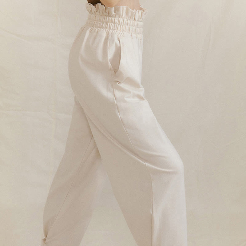 Pantaloni larghi casuali in spandex con fibbia Buddha Stones da donna con tasche - image 19