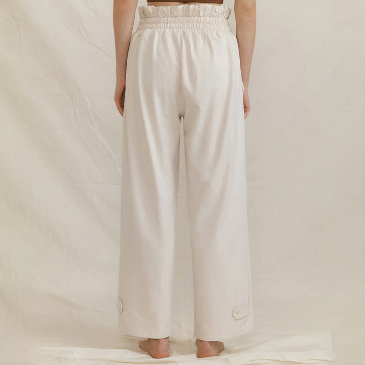 Pantaloni larghi casuali in spandex con fibbia Buddha Stones da donna con tasche - image 17