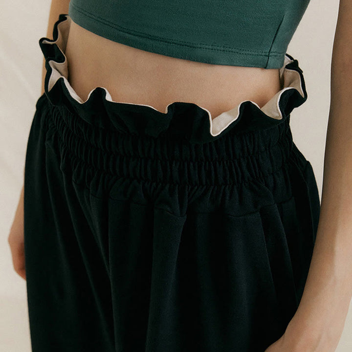 Pantaloni larghi casuali in spandex con fibbia Buddha Stones da donna con tasche - image 14