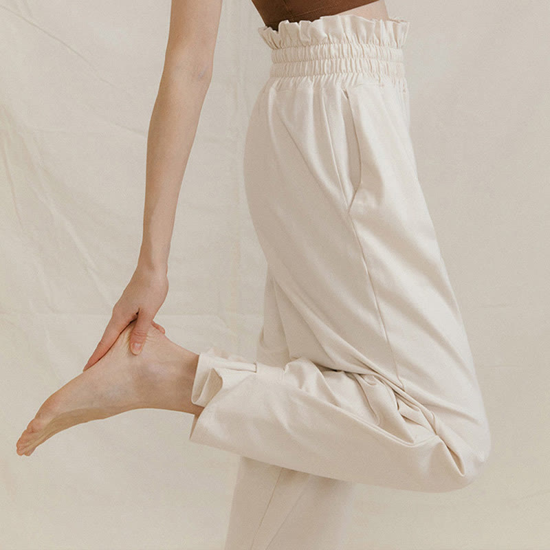 Pantaloni larghi casuali in spandex con fibbia Buddha Stones da donna con tasche - image 19
