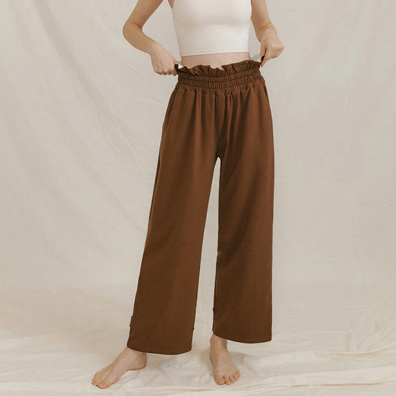 Pantaloni larghi casuali in spandex con fibbia Buddha Stones da donna con tasche - image 4