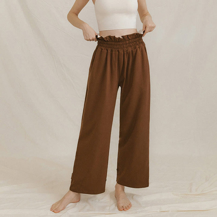 Pantaloni larghi casuali in spandex con fibbia Buddha Stones da donna con tasche - image 4