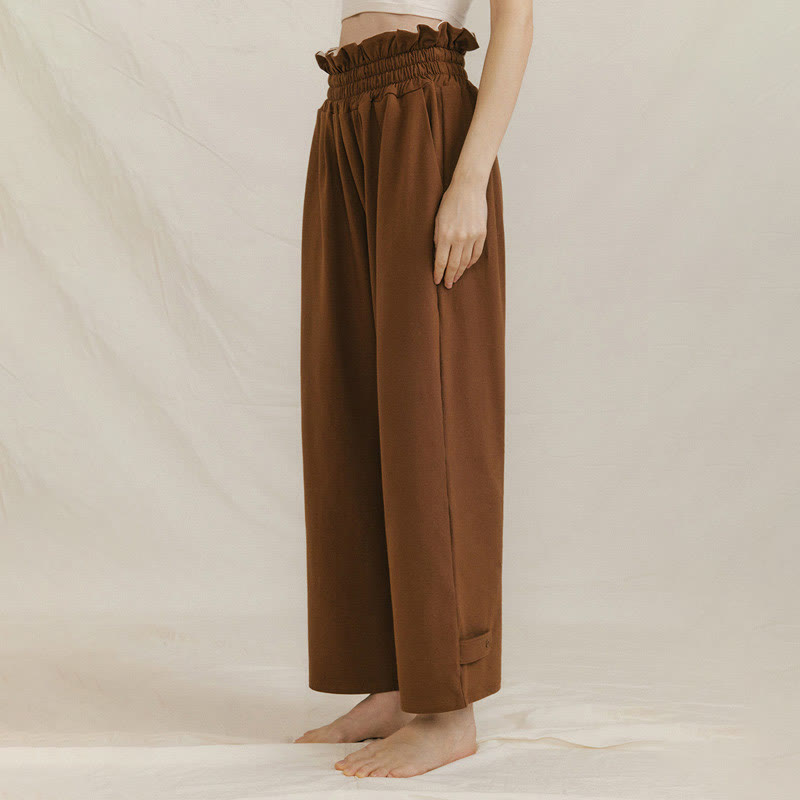 Pantaloni larghi casuali in spandex con fibbia Buddha Stones da donna con tasche - image 3