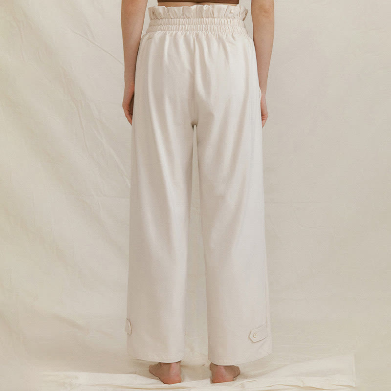 Pantaloni larghi casuali in spandex con fibbia Buddha Stones da donna con tasche - image 18