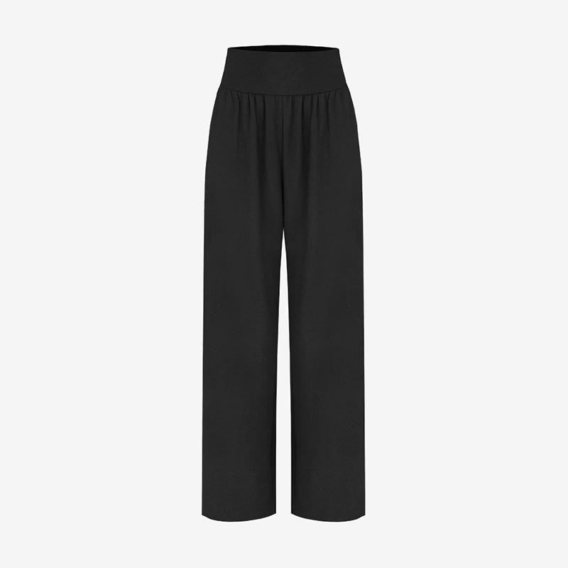 Pantaloni Leica da donna con tasche, casual, larghi, con orlo annodato, semplici, a vita alta, Buddha Stones - image 11